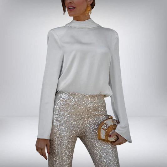 Blouse en Satin & Chaîne Élégante