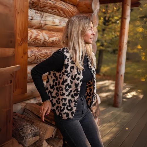 Gilet en laine Léopard